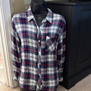 Rails Women's Plaid Button-Down Blouse - Navy, Red, and White